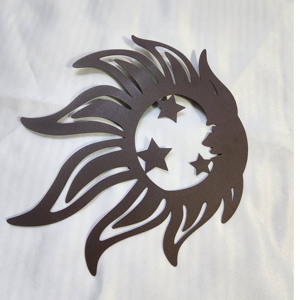 Celestial Sun Moon Stars Metal Wall Art Decor Brown Bronze Tone 8 Inch